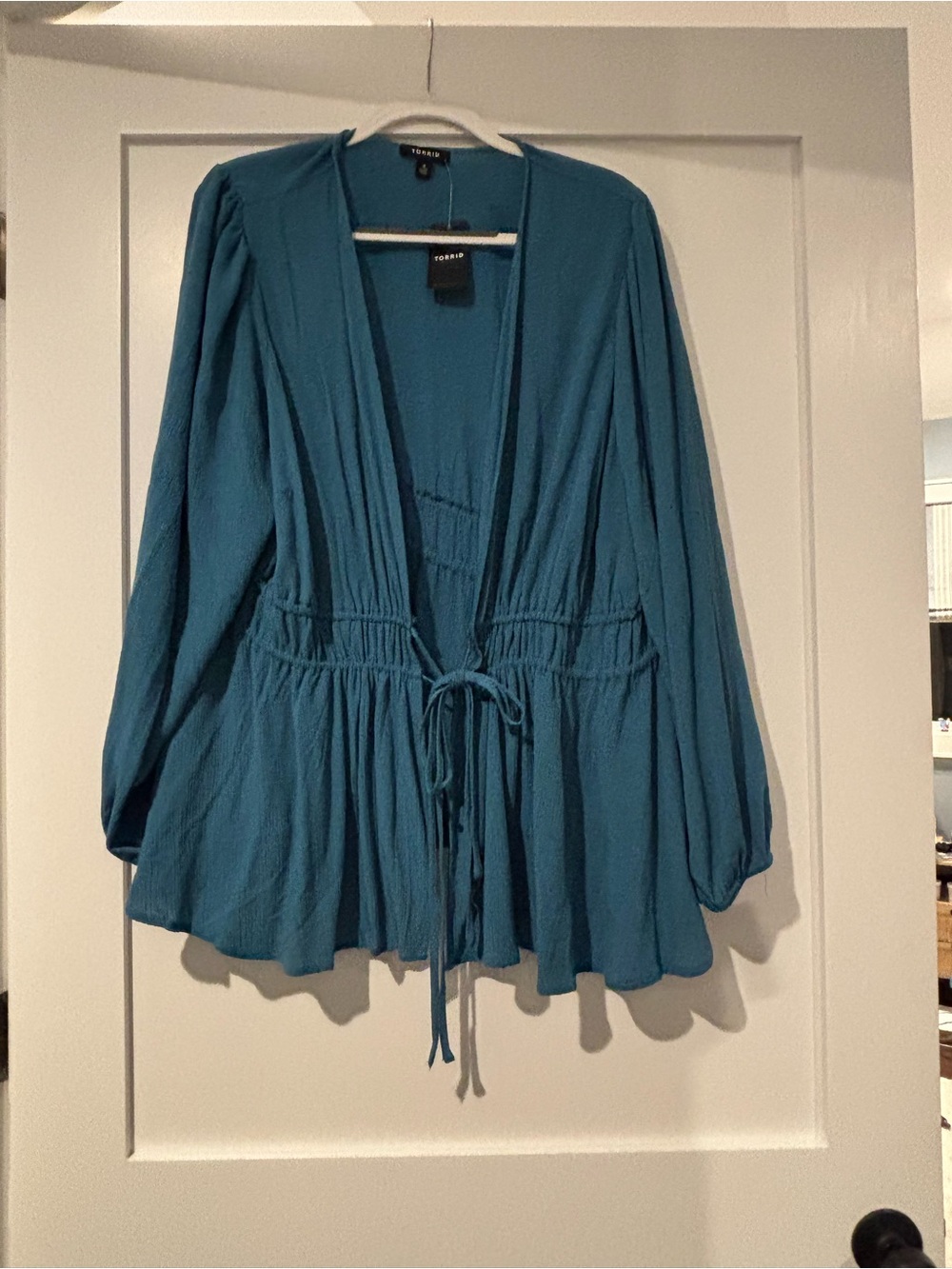 torrid Teal Open-Front Drawstring Peasant Tunic